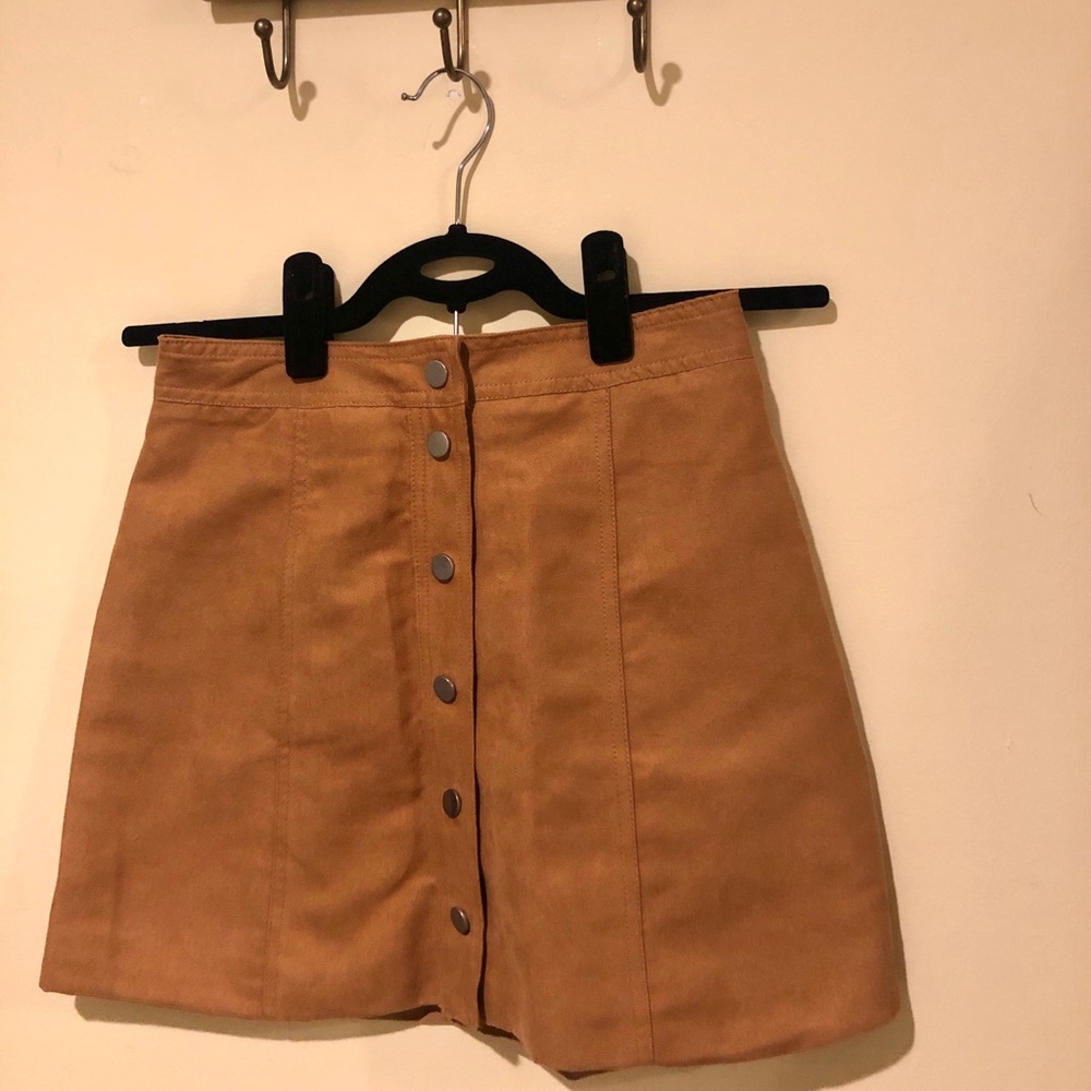 Suede button down mini skirt